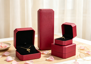 Square Burgundy Jewelry Gift <b>Boxes</b> Rigid <b>Cardboard</b> Wrapped in Textured Paper Flip Lid Design Lined High-End Magnetic Closure - Product Image 3