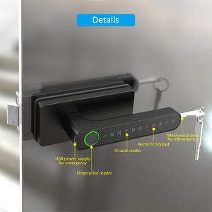 Serrure de porte en verre intelligente Ttlock avec empreinte digitale, carte-clé et déverrouillage par application, pour porte coulissante sans cadre, système de contrôle d'accès - Product Image 6