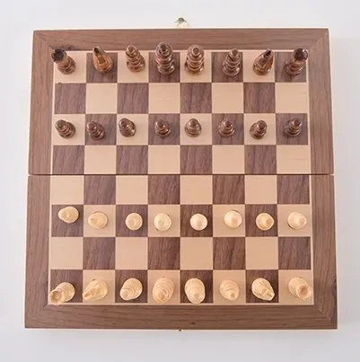 Manufacturers Eco-Friendly Portable Wooden magnet Chess Game boards printed chess pieces in wooden box