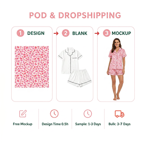 <span class=keywords><strong>Pigiama</strong></span> da <span class=keywords><strong>Donna</strong></span> in Due Pezzi per San Valentino, Set con Top a Maniche Corte e Pantaloncini, Vendita Diretta - Product Image 2