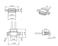 Connecteur femelle Type-C étanche IP60 avec bride de montage, boîtier en cuivre et nylon, courant élevé 3A, 20V, rectangulaire, 180°, pour soudure de câble