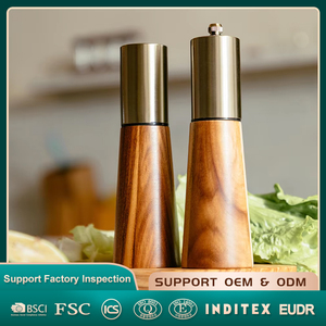 Moulin à sel et à poivre en bois d'acacia Natural House, moulin manuel avec rotor réglable - Product Image 1