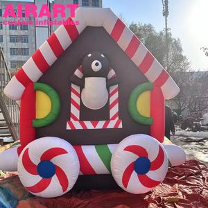 Dekorasi Natal mobil tiup, kereta kartun tiup warna-warni Model tiup Merry Xmas permen kartun mobil - Product Image 2