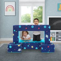 Canapé modulaire en mousse Kingworth, fauteuil-lit de luxe personnalisable avec 2 ottomanes