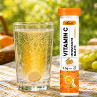 Comprimés effervescents de vitamine C OEM 1000 mg, sans gluten, végétaliens, saveur orange, complément alimentaire
