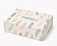Boho Pastell Feder-Print Faltbare Magnetische Geschenkbox mit Individuellem Logo, Starre Kartonverpackung für Babypartys & Kosmetik