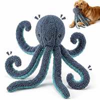 AFP Jouet pour chien en peluche Octopus anti-ennui, couineur et crépitant, interactif pour l'extérieur, pour l'entraînement au rapport et à la mastication