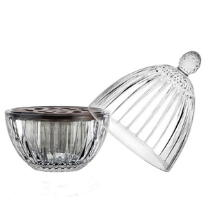 Boîte de <span class=keywords><strong>rangement</strong></span> de luxe en verre pour <span class=keywords><strong>couverts</strong></span> porte-ustensile de cuisine en forme d'oeuf de dinosaure à rayures verticales - Product Image 3