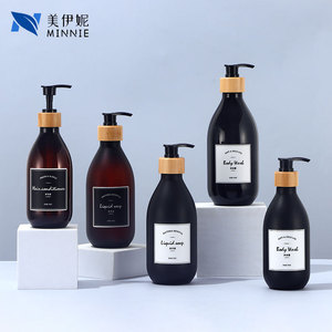 Distributeur de savon liquide Minnie 500 ml avec pompe en bambou, flacon pour gel douche et shampoing pour les soins quotidiens - Product Image 1