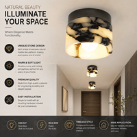 Applique murale LED 5W en pierre naturelle moderne, style nordique, avec base en fer et verre, pour chambre à coucher et salon, éclairage décoratif à lumière chaude