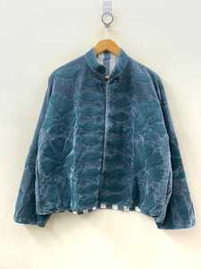 Veste d'hiver en velours de coton tissé avec broderie Suzani grise, vêtement d'extérieur vintage unisexe, chic ethnique, fait main en Inde - Product Image 3