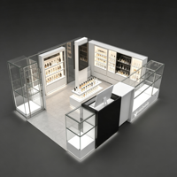 Solution Complète pour Boutique de Parfums : Comptoir d'Exposition Minimaliste en Verre avec Éclairage LED et Vitrine Personnalisée Écologique