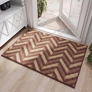 Paillasson rectangulaire antidérapant style nordique à chevrons, tapis d'entrée pour usage domestique en fibre de polyester à poils bicolores - Product Image 1