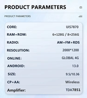 UIS7870 Radio para Auto con Pantalla Táctil QLED Android Car-play, Unidad Principal con Pantalla 2K Universal