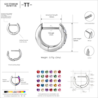 Boucles d'oreilles géométriques en titane ASTM F136 avec zircon et aiguille droite pour piercing