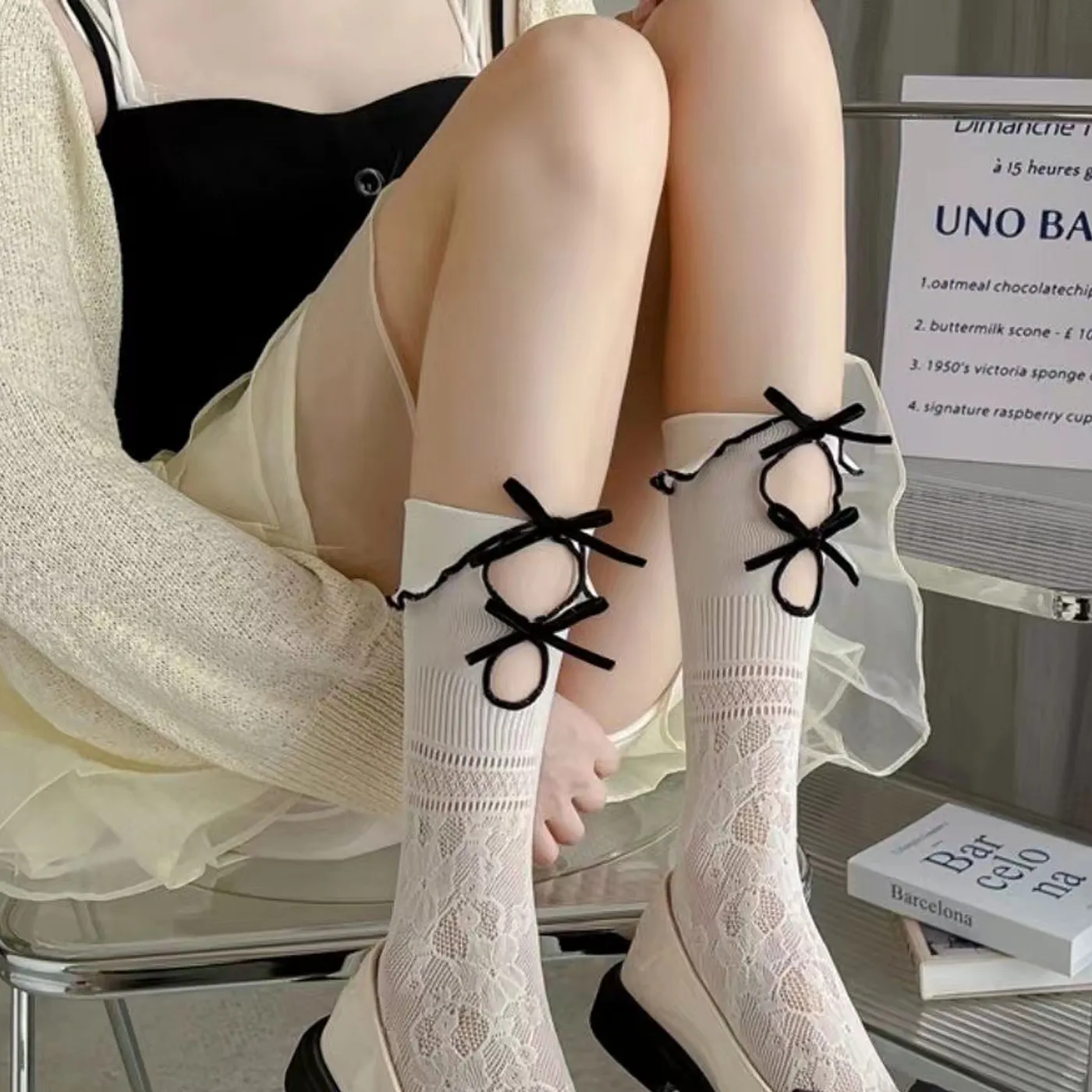 Women Bowknot Hollow Out Wholesale Socks Fashion Socks cozy socks Lace