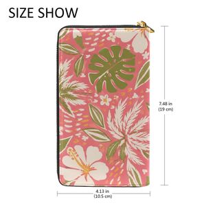 New Arrival Custom Long PU Leather Wallet Hawaiian Hibiscus Pattern Print <b>Card</b> Holder Fashion <b>Purse</b> for <b>Women</b> - Product Image 5