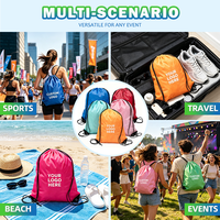 Sac à cordon écologique avec logo personnalisé, sac à dos promotionnel blanc uni en polyester pour la gym