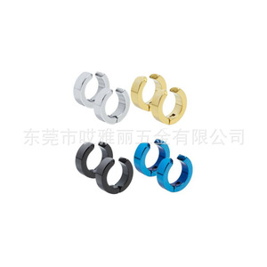 Ensemble de boucles d'oreilles à clipser en acier inoxydable, rondes, géométriques, magnétiques, 6 mm, pour hommes - Product Image 4