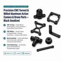 Kit de pièces de drone pour caméra d'action en alliage d'aluminium usiné CNC sur mesure, anodisé noir, supports de cardan de course FPV, cadres, supports OEM
