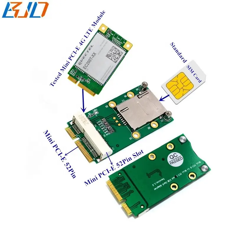Mini PCI-E 52Pin mPCIe kablosuz modülü adaptör kartı için SIM yuvası ile GSM GPS GPRS WLAN WWLAN 3G 4G LTE Modem
