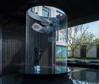Yanyi Waterscape – Rideau d'eau moderne à câble rouge, fibre optique, acier inoxydable, 220 V, pour extérieur, hôtel, fontaine artificielle