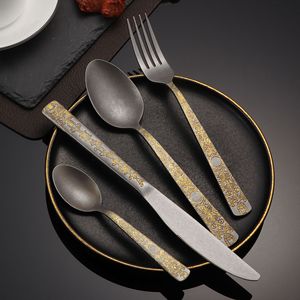 ชุดช้อนส้อมสแตนเลสลายคลาสสิก 4 ชิ้น ขัดเงาแบบกระจก ใช้ซ้ำได้ - Product Image 3