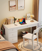 Bureau d'étude double en bois massif avec étagère et tiroirs, table d'ordinateur longue pour bureau à domicile – Vente en gros