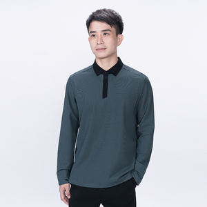 Camiseta Polo de Manga Larga con Media Cremallera para Hombre, Corte Ajustado, Secado Rápido, Informal, Deportiva, para Gimnasio, con Orificio para el Pulgar, Tejido Personalizado - Product Image 4