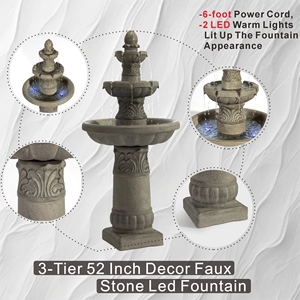Fontaine d'eau zen moderne en résine artificielle faite à la main avec LED, thème oiseaux, pour porche, étanche, utilisation en buanderie, écologique, installation facile - Product Image 3
