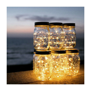 Décor de <span class=keywords><strong>jardin</strong></span> extérieur de Noël, éclairage solaire LED en verre Mason Jar suspendu, 4 pièces, indice de protection IP65 - Product Image 2