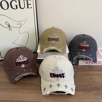Gorra de Béisbol Bordada con Cruz Gótica para Hombre y Mujer, Negra, Desgastada, Ornamentada, Ajustable, Estilo Hip Hop, Nuevos Modelos
