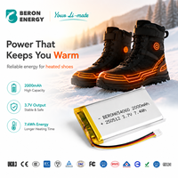 Batería de Repuesto para Plantillas Calefactables 3.7V 2000mAh Li-Po con JST PH2.0 UN38.3 para Zapatos, Botas y Calcetines Calefactables
