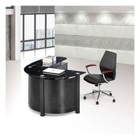 Bureau de direction moderne convertible semi-circulaire en verre trempé Liyu Furniture, modèle LY-78530
