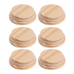 Wewood ฝาขวดเมสันแบบไม้ใช้ซ้ำได้ฝาครอบมงกุฎที่เก็บอาหารในครัวใช้ได้กับฝาปิดขวดไม้ - Product Image 2