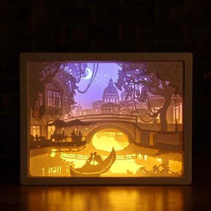 3D Paper Box Customized 3D Photo Box Paper Cut <b>Light</b> Box Night <b>Light</b> <b>LED</b> Christmas Gift Scenery ABS Frame - Product Image 4