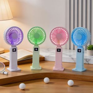 LingPan Portable Fan With Digital Display 5W DC Motor Handheld <b>Battery</b> <b>Operated</b> With Light Desk Stand Summer Cooling - Product Image 4