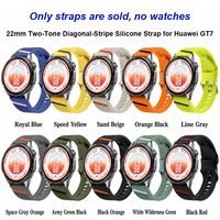 BEEFLYPOWER Bracelet de montre en silicone à rayures diagonales bicolores de 22 mm, bracelet de remplacement sportif souple pour Huawei Watch GT7 46 mm