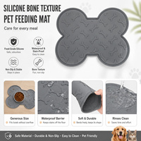 Tapis de table pour animaux de compagnie en silicone texturé en forme d'os, qualité alimentaire, avec rebord surélevé, anti-fuite, imperméable, 305 x 380 mm