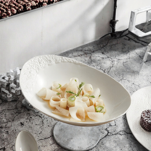 Assiettes et bols en céramique à texture rocheuse, <span class=keywords><strong>prix</strong></span> <span class=keywords><strong>de</strong></span> gros usine. Assiettes blanches pour la famille et l'hôtellerie. - Product Image 3