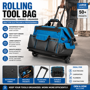 Heavy Duty <b>Rolling</b> Trolley <b>Tool</b> <b>Bag</b> with Wheels Waterproof Electrician <b>Tool</b> <b>Bag</b> Large Capacity Organizer Case for Construction - Product Image 1