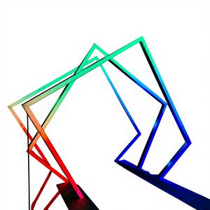 ฉากหลังงานแต่งงานทรงสี่เหลี่ยมเรขาคณิตเรียบหรู พร้อมไฟ LED RGB ดีไซน์กระจกสแตนเลสสีทอง/สีเงิน - Product Image 1