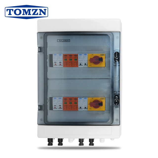 4 Input Solar Photovoltaic PV Combiner Box 2 DC 1000V Waterproof IP65 Fuse MCB SPD Lightning Power Distribution Equipment