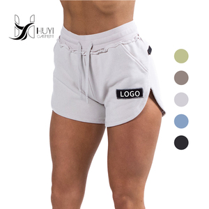 Pantalones cortos de algodón 2022 para mujer, shorts para correr, entrenamiento, gimnasio, Vintage, lavado, personalizados, 100% - Product Image 2