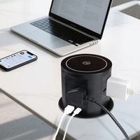 Enchufe Eléctrico Universal Retráctil Fynova con Carga Inalámbrica USB A&C, Torre de Alimentación para Cocina con 5 Tomas de Corriente, 15A, Plástico, Enchufe Estadounidense y Europeo