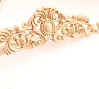 Appliques décoratives en bois massif, motifs floraux gravés, écologiques, grande taille, pour la décoration de meubles et de portes