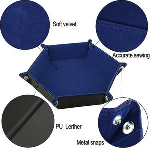 Hot Sell <b>Collapsible</b> Double Layer Pu Leather Hexagon Dice <b>Storage</b> Tray Portable Box For Dnd Tabletop Gaming - Product Image 3