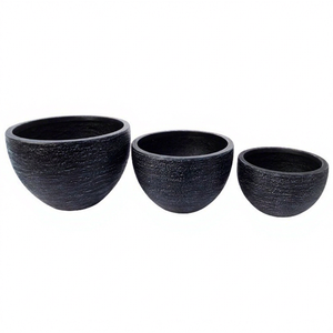 Jardinières modernes d'extérieur en PP, design circulaire noir, pots de fleurs minimalistes pour plantes vertes - Product Image 4