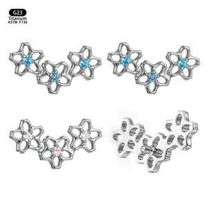 Flower <b>Stud</b> Earrings F136 <b>Titanium</b> 11.4mm Blue Zircon Inlay Claw Setting Jewelry - Product Image 5
