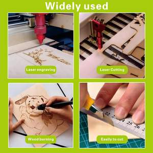 Plaques de contreplaqué rectangulaires en bois de tilleul Ninekong, lot de 12, 12 x 12 x 1/8 pouces, Chine, découpe au laser, gravure sur bois, brûlage du bois, <span class=keywords><strong>scie</strong></span> à <span class=keywords><strong>chantourner</strong></span> - Product Image 5